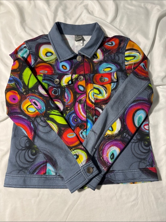 Dolcezza Jackets & Blazers - Simply Art by Dolcezza Wearable Art Jacket L Colorful Abstract Stretch Cotton